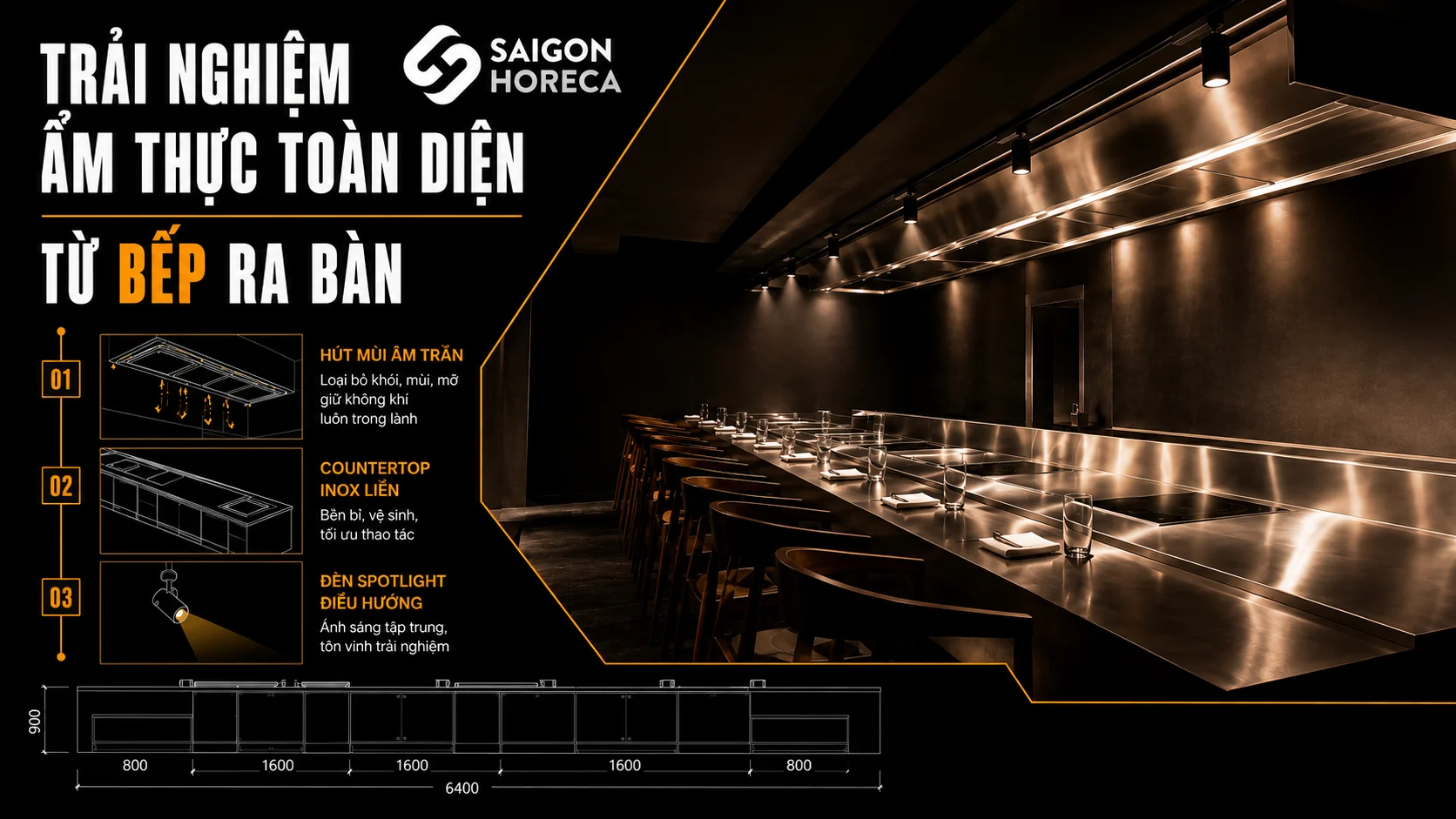Bếp mở (Open Kitchen): xu hướng thiết kế nhà hàng 2026