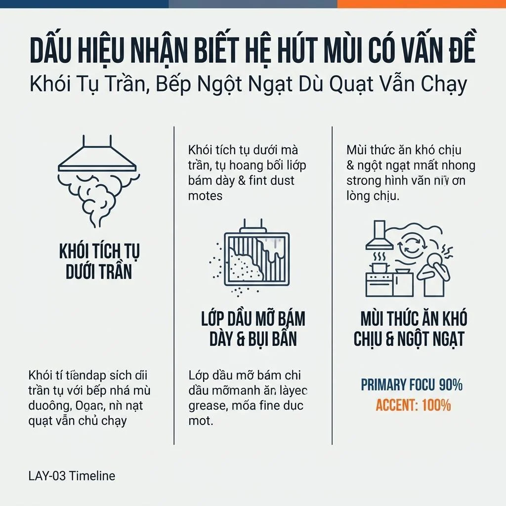Vì sao bếp vẫn ngộp khói dù đã lắp hút mùi? (và cách khắc phục)