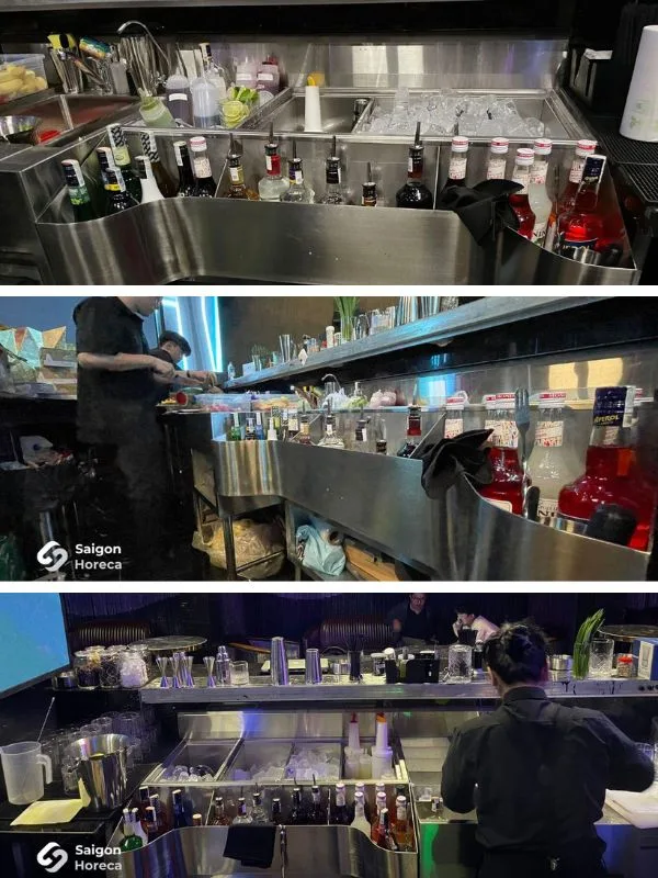 Hệ thống quầy bar pha chế cocktail inox chuyên nghiệp