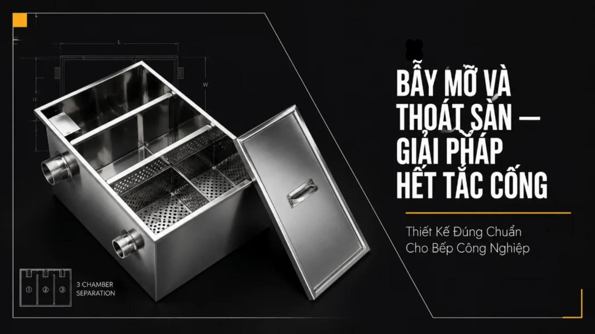 Tầm quan trọng của hệ thống bẫy mỡ và thoát sàn trong bếp nhà hàng chuyên nghiệp