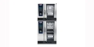 Combi-Duo セットアップ ダブル オーブン スタッキング フレーム セットのバリエーション。コンビデュオ用。 RATIONAL セットアップバリエーション（Combi-Duo）
