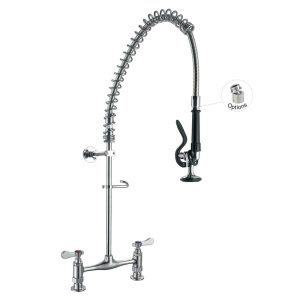 3-Drawer Faucet 88000-1 Mixer Water Taps 8 Inches Center Deck Mount Faucet 3 Compartment Sink Pre Rinse Faucet Toprinse