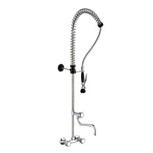 European Market Wash Faucet 90402 Double Hole Wall Mount Europe Mixing Pre Rinse Faucet For Commercial Use Toprinse
