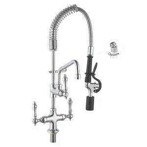 Kitchen Faucet 98001MN-2C Single Base Deck Mini Pre Rinse Kitchen Faucet, water-saving with 6″ Add-on Faucet Toprinse