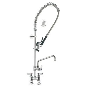 98006-2 Commercial Sink Restaurant Pre-Rinse Faucet with Add-on Faucet, 4 Inches Center, Deck mount Toprinse