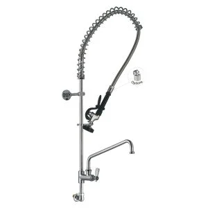 98010-2 Wall Mount Commercial Kitchen Pre-Rinse Faucet No Handle with Add-on Faucet Toprinse