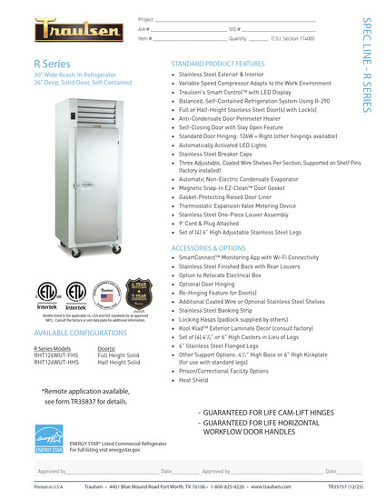 Tủ Lạnh & Tủ Đông Traulsen RHT126WUT