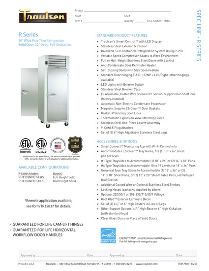 Traulsen Refrigerator & Freezer RHT132NPUT