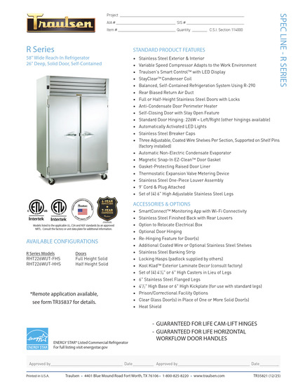 Tủ Lạnh & Tủ Đông Traulsen RHT226WUT