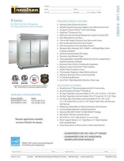 Tủ Lạnh & Tủ Đông Traulsen RHT332WPUT