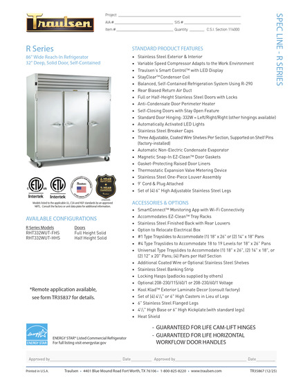 Traulsen Spec Line A-Series 3-Section Reach-In Refrigerator (Half Solid Doors) (AHT332WUT-HHS)