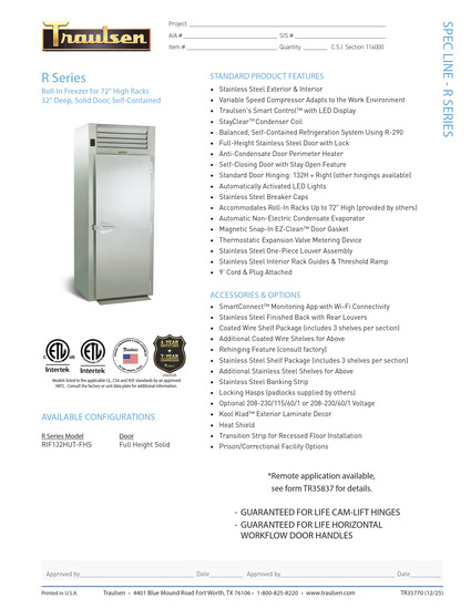 Tủ Lạnh & Tủ Đông Traulsen RIF132HUT