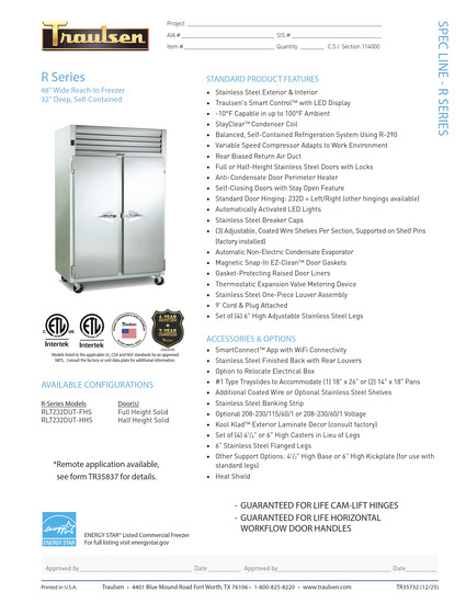 Tủ Lạnh & Tủ Đông Traulsen RLT232DUT