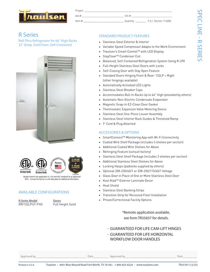 Tủ Lạnh & Tủ Đông Traulsen RRI132LPUT