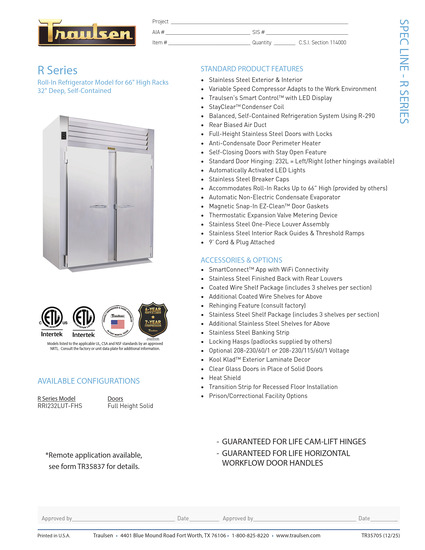 Traulsen RRI232LUT Reach-In Refrigerator & Freezer