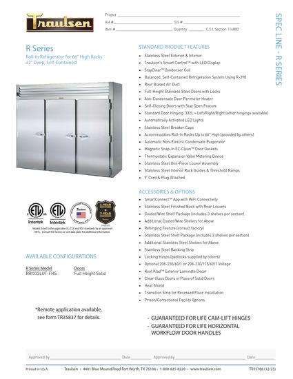 Traulsen RRI332LUT Refrigerator & Freezer