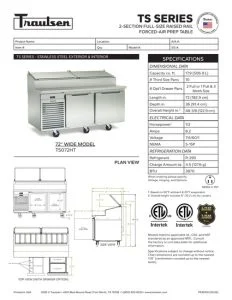 トラウルセン ピザ調理テーブル TS072HT