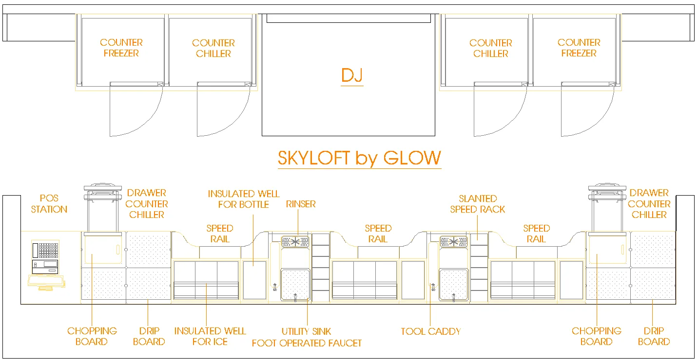 Skyloft by Glow バー機器配置図