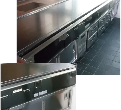 Bếp Bàn Nướng Teppanyaki Tabletop Grill — Teppanyaki Mounted on Refrigerated/Freezer Bar Base Fujimak Tabletop Grill (on Cold Base)