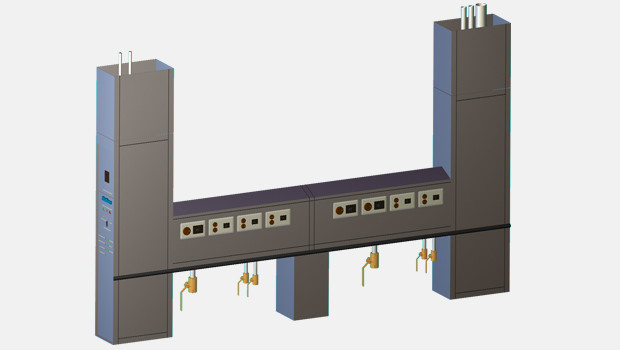 Phân Phối Tiện Ích Bếp KDS-I-CB – Island Kitchen Utility Distribution System with Capture Bar (UL) Halton