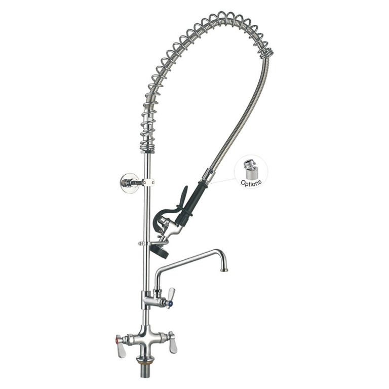 Vòi Xịt Rửa Chén Nhà Hàng 98001-2 Single Base Deck Mount Commercial Sink Restaurant Pre Rinse Faucet with Add-on Faucet Toprinse