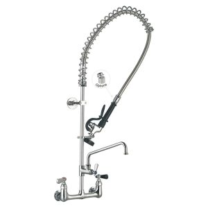 Vòi Xịt Rửa Chén Gắn Tường 98002-2 8 Inches Center Wall Mount Commercial Pre-Rinse Kitchen Sink Faucet with Add-on Faucet Toprinse