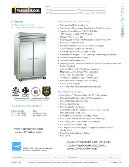Tủ Lạnh & Tủ Đông Traulsen RLT226WUT