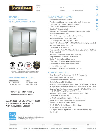 Tủ Lạnh & Tủ Đông Traulsen RLT332WUT