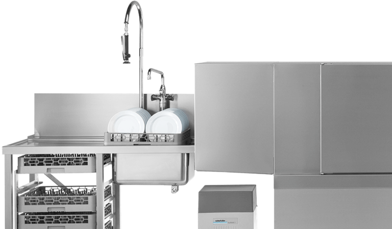 Máy rửa chén băng tải rổ module Winterhalter C50